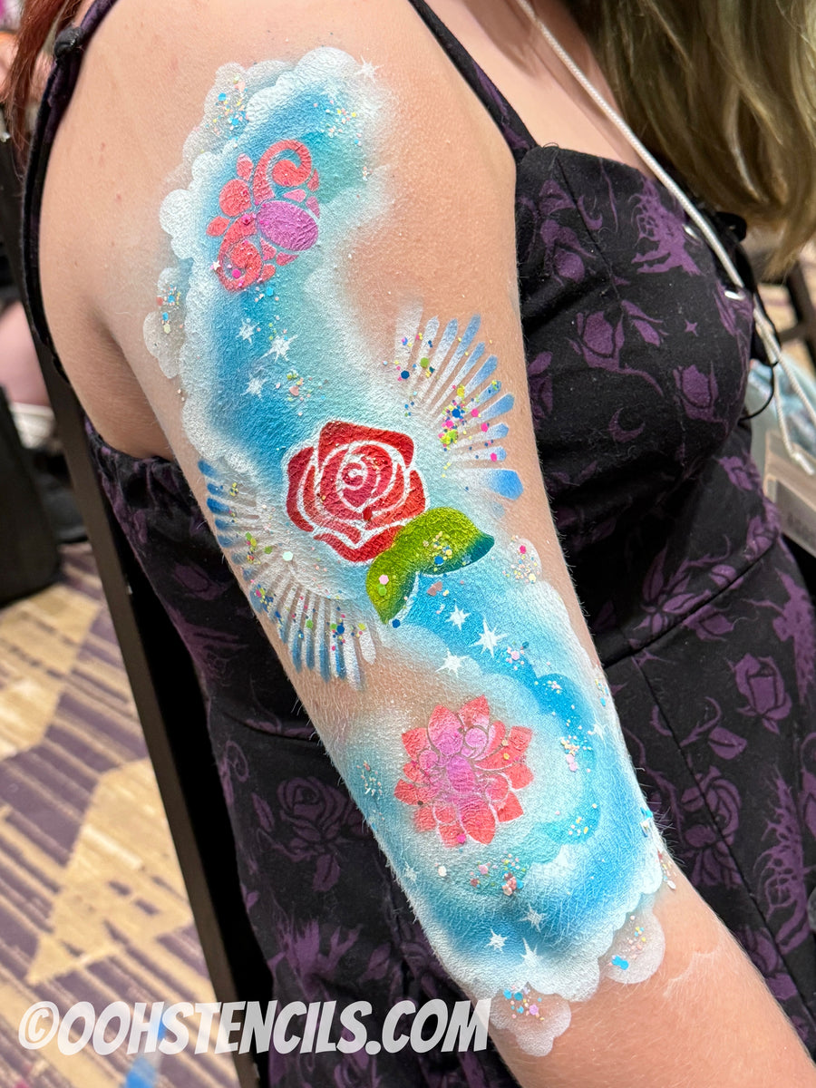 T57 Rose Tattoo Stencil – Ooh! Body Art Stencils