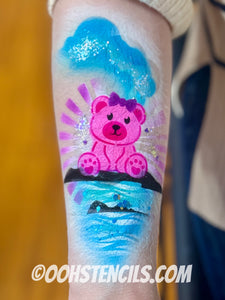T56 Teddy Bear Tattoo Stencil
