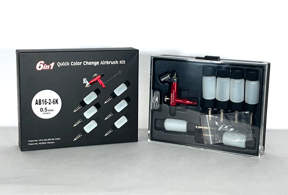 Quick Color Change Airbrush 6 in 1 Kit - No Stand