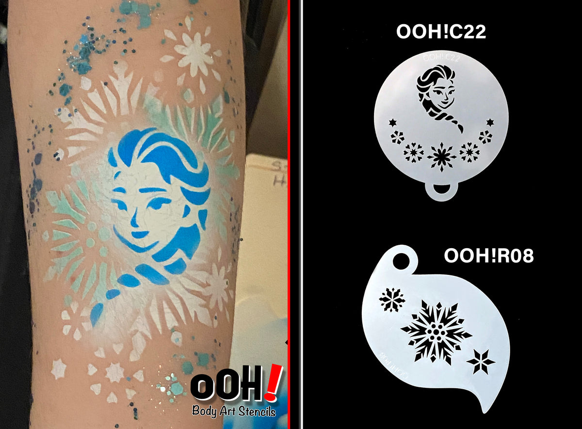 C05 Snowflake Flip Face Paint Stencil 1 – Ooh! Body Art Stencils