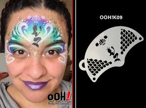 K09 Mermaid Princess Mask Face Paint Stencil