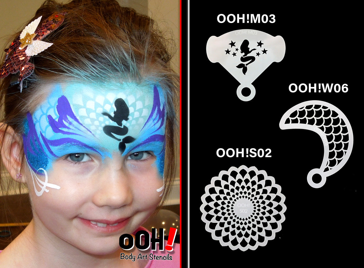 Face Paint Stencils Fish Scales Mermaid Festival Forehead 190