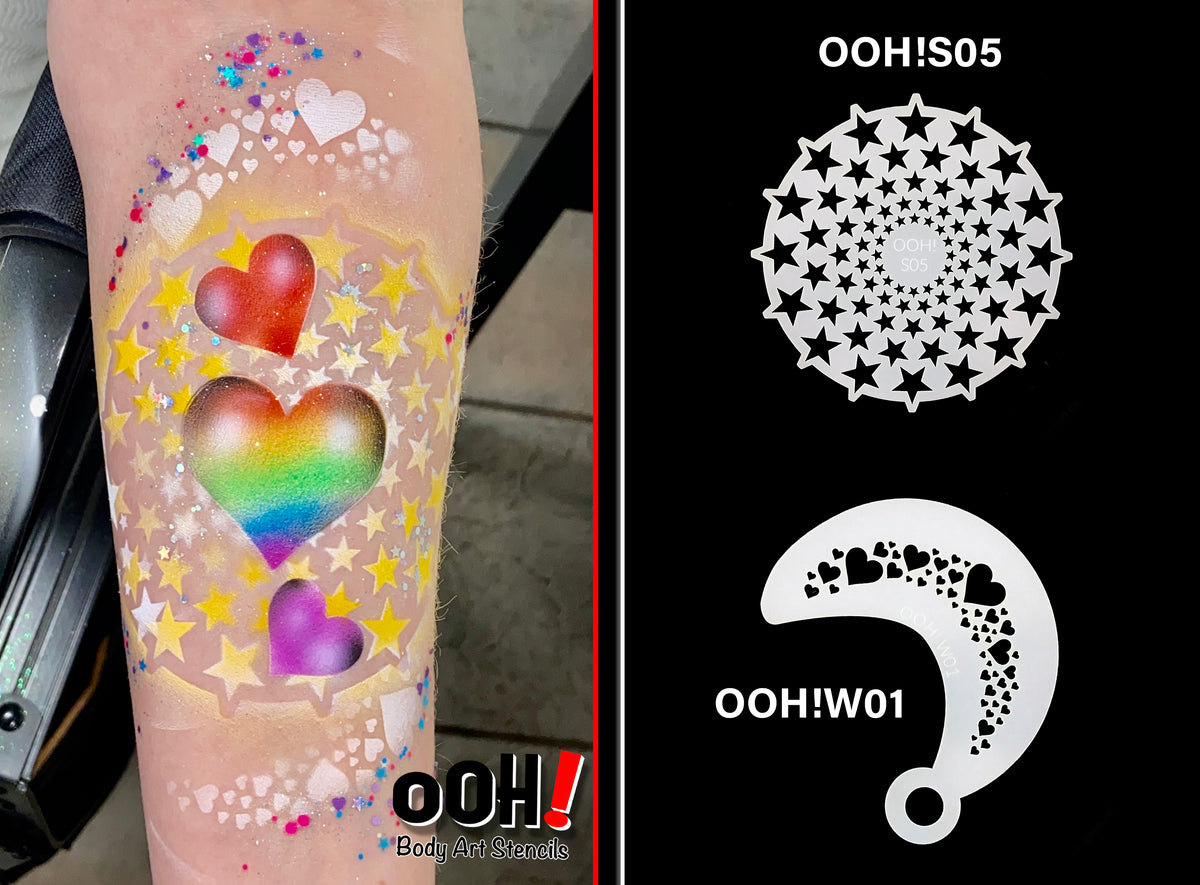 S03 Heart Sphere Airbrush & Face Paint Stencil – Ooh! Body Art Stencils