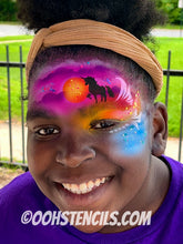 Load image into Gallery viewer, F03 Unicorn Sunset fACE Airbrush Stencil