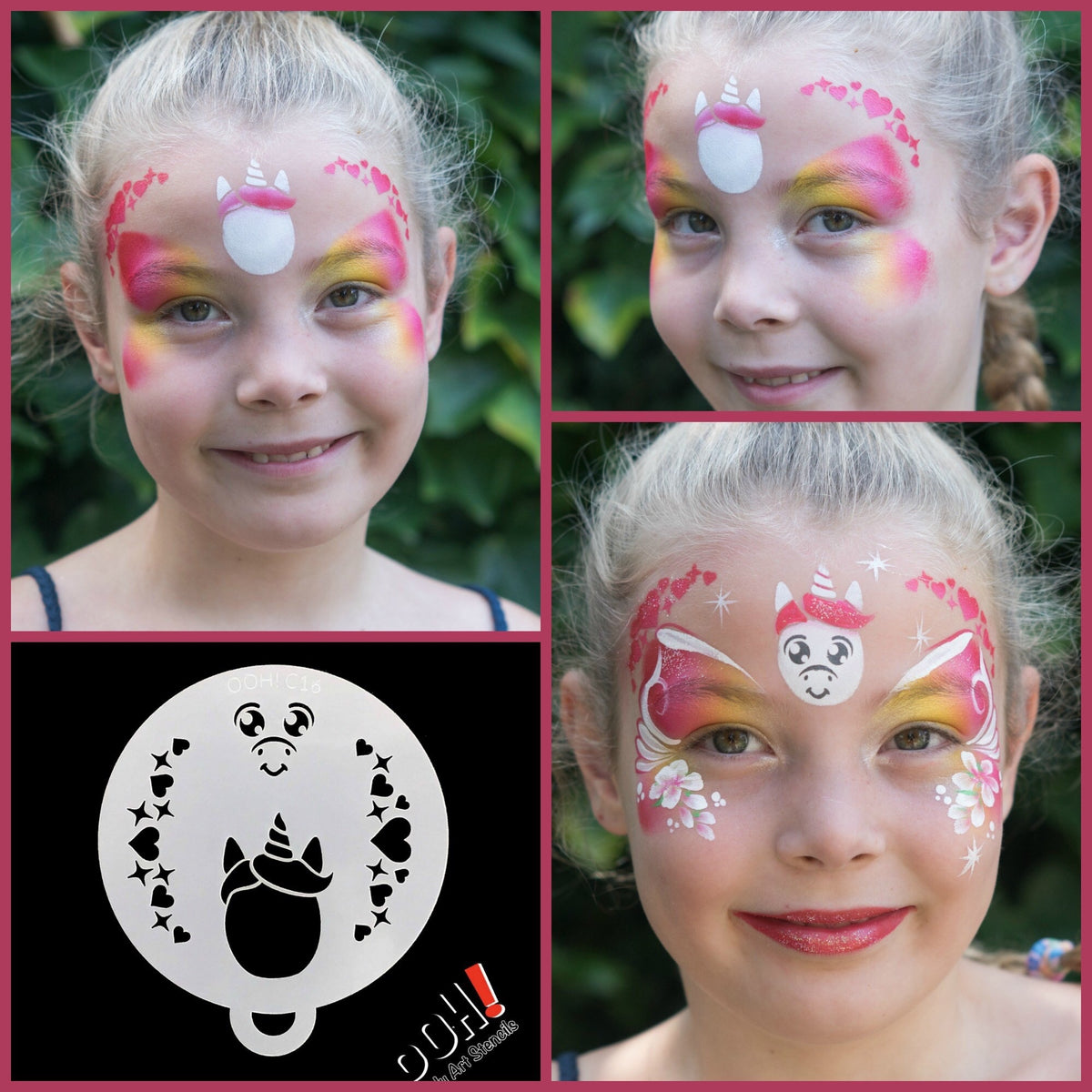 Bowitzki Unicorn Face Paint Stencils for kids 20*20cm 5 Shapes