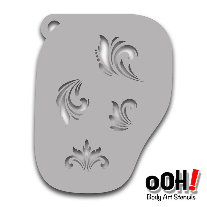 F21 Filigree Brushstroke fACE Airbrush Stencil