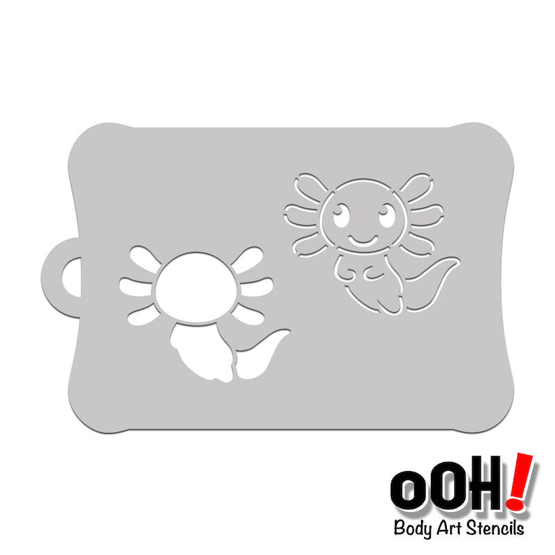 axolotl stencil airbush face paint tattoo