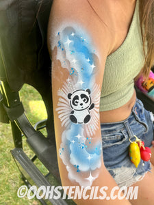 T08 Panda Airbrush Tattoo Stencil