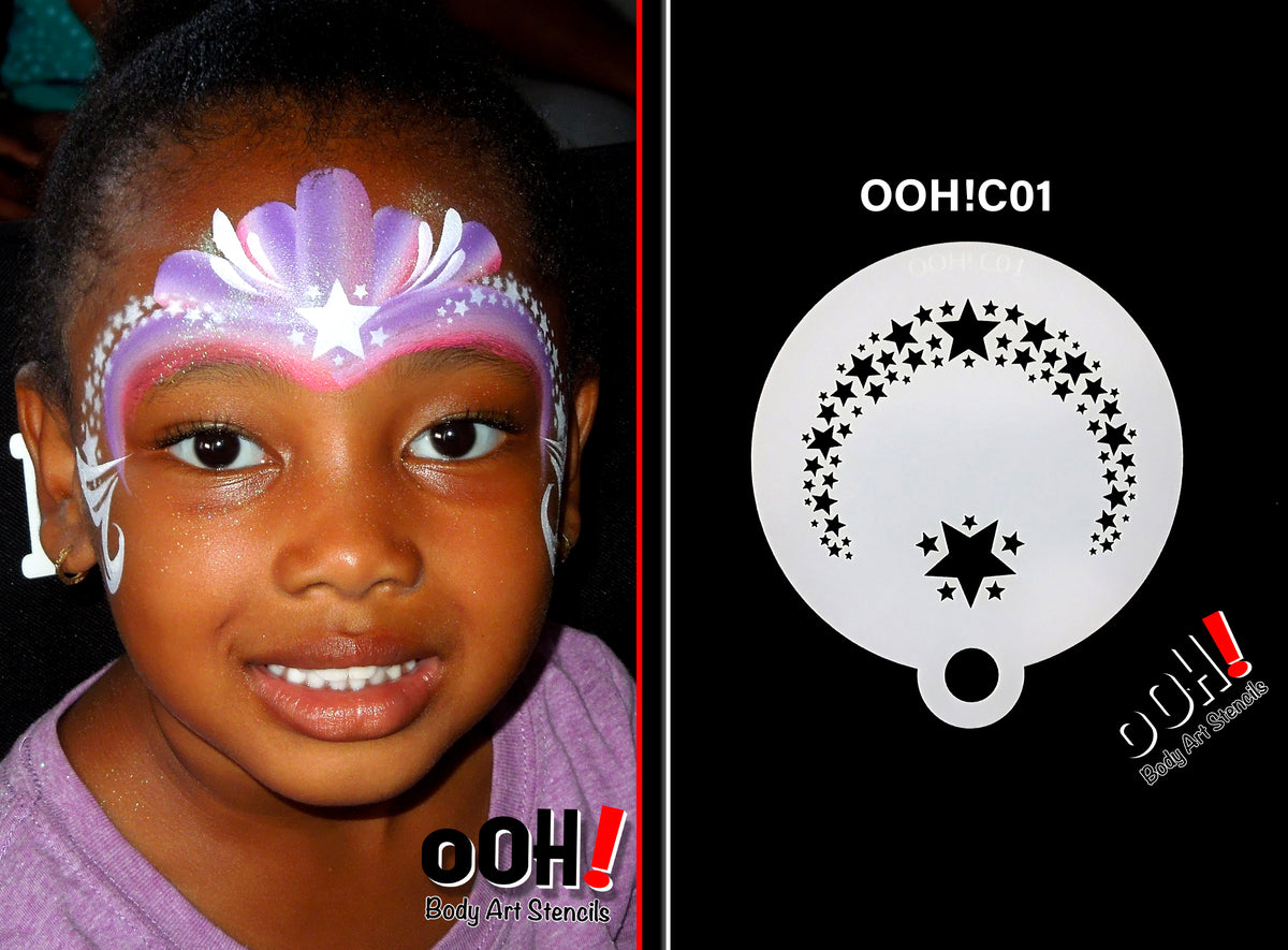 C01 Star Flip Face Paint Stencil Ooh! Body Art Stencils