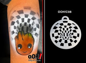 C08 Optical Illusion Blocks Face Paint Stencil