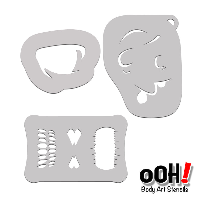 F09 Skull fACE Airbrush Stencil Set – Ooh! Body Art Stencils f09-skull-face-airbrush-stencil-set-ooh-body-art-stencils