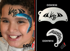 K10 Tribal Dragon Mask Face Paint Stencil
