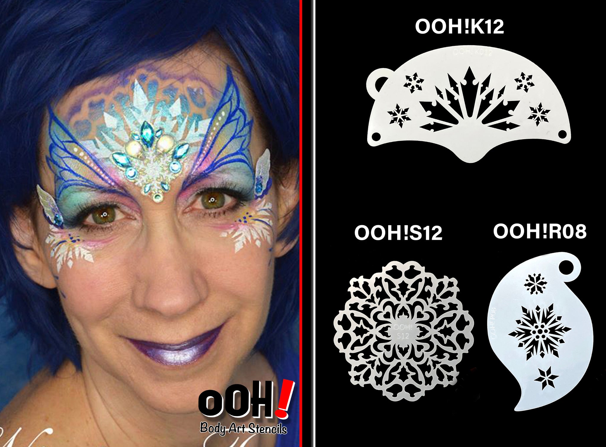 C05 Snowflake Flip Face Paint Stencil 1 – Ooh! Body Art Stencils