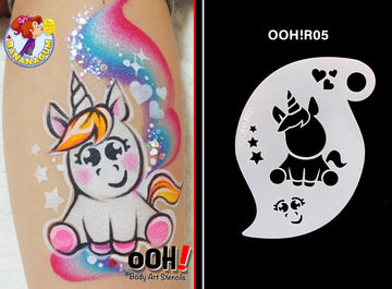 R05 Baby Unicorn Storm Airbrush Stencil – Ooh! Body Art Stencils