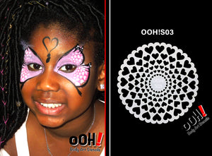 S03 Heart Sphere Airbrush & Face Paint Stencil