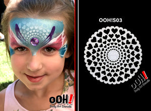 S03 Heart Sphere Airbrush & Face Paint Stencil