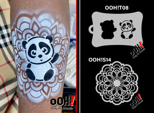 T08 Panda Airbrush Tattoo Stencil