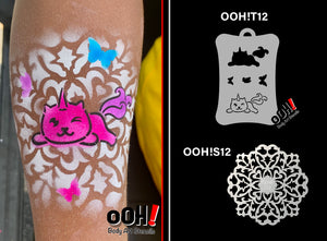 T12 Baby Caticorn Airbrush Tattoo Stencil