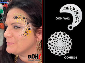Diva Face Painting Stencil - Moon Stars:  