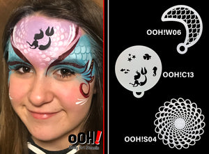 W06 Mermaid Scales Wrap Face Painting Stencil