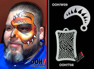 W09 Monster Horn Wrap Face Painting Stencil