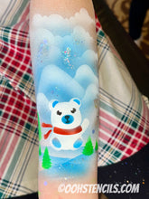Load image into Gallery viewer, T32 Christmas Bear Tattoo Stencil