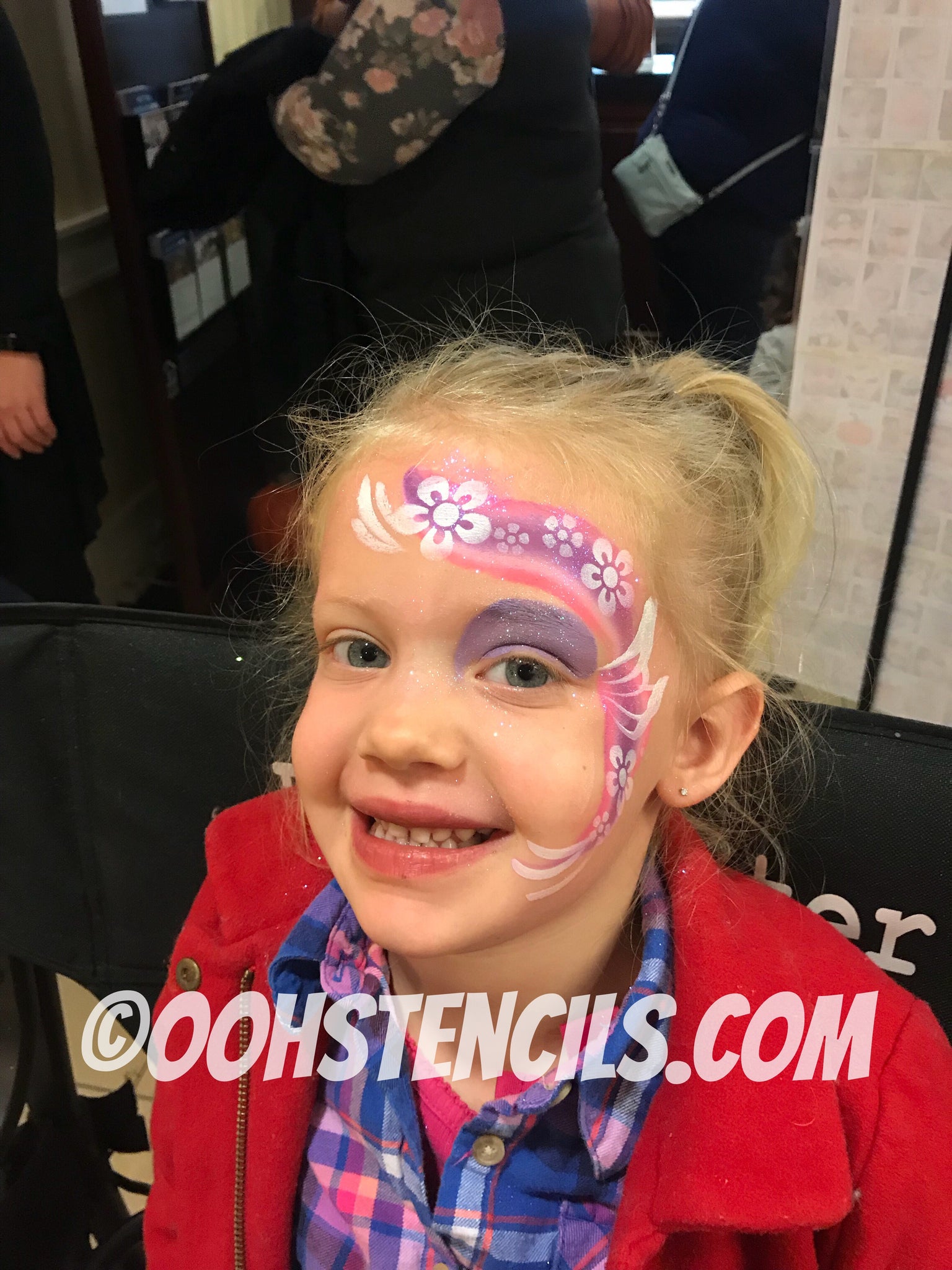 Diva Face Painting Stencil - Forehead Flower Power
