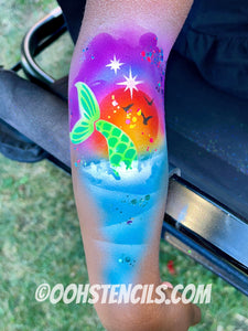 F06 Mermaid Tail fACE Airbrush Stencil