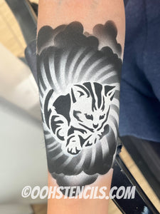 T25 Kitten Tattoo Stencil