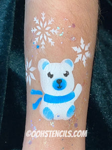 T32 Christmas Bear Tattoo Stencil